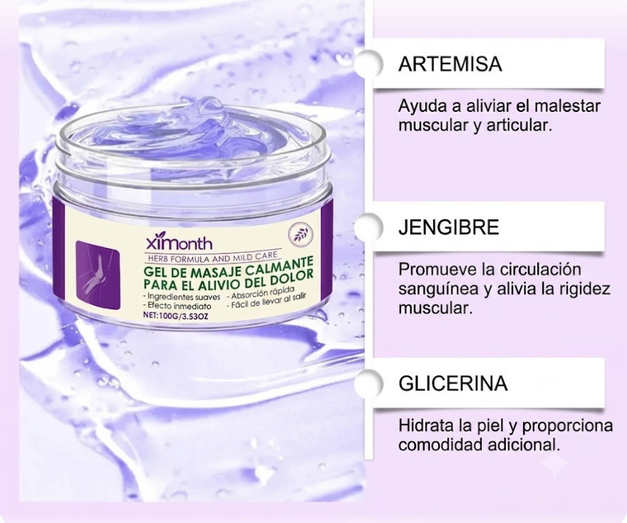Gel de masaje calmante para articulaciones Ximonth